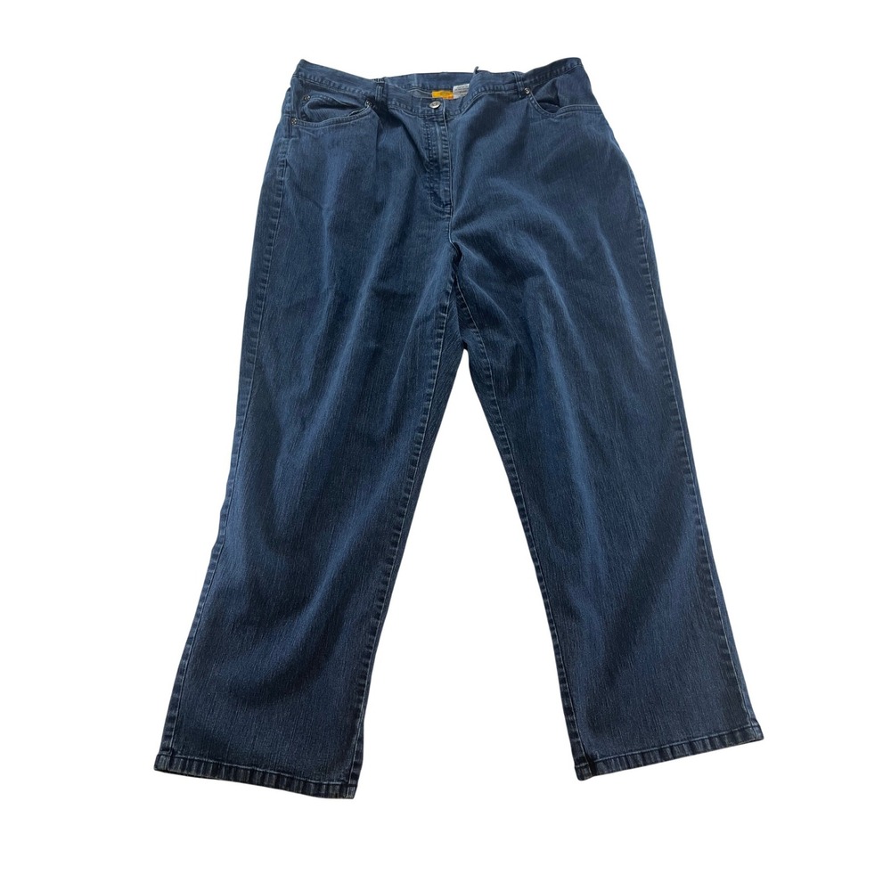 Ruby Rd Woman 22W‎ Dark Wash Straight Leg Jeans Elastic Back Comfort Blue Pants